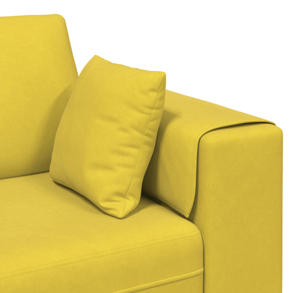 Velvet Bank – Fluwelen Sofa – Zitbank – Loungebank – Woonkamerbank – Gele Kleur – Inclusief Ottoman – Stevig Houten Frame