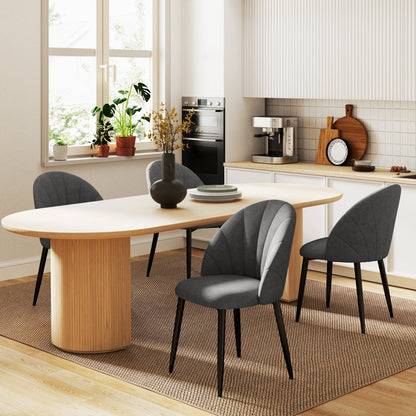 Eetkamerstoelen – Keukenstoelen – Stoelen Set – Moderne Stoelen – Fluwelen Stoelen – Donkergrijs – Steviele Stalen Poot – Compact Armless Design