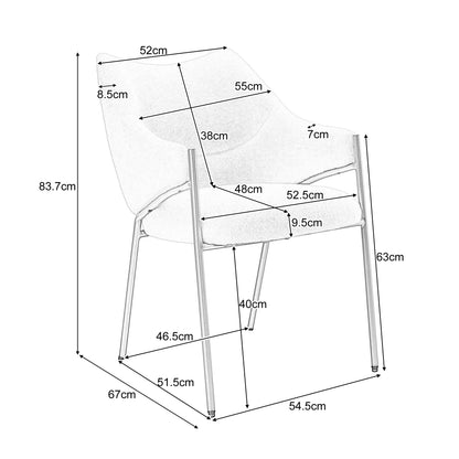 Eetkamerstoel – Stoel – Kuipstoel – Armstoel – Designstoel – Modern Design – Lamssherpa Bekleding – Stabiel Metalen Frame