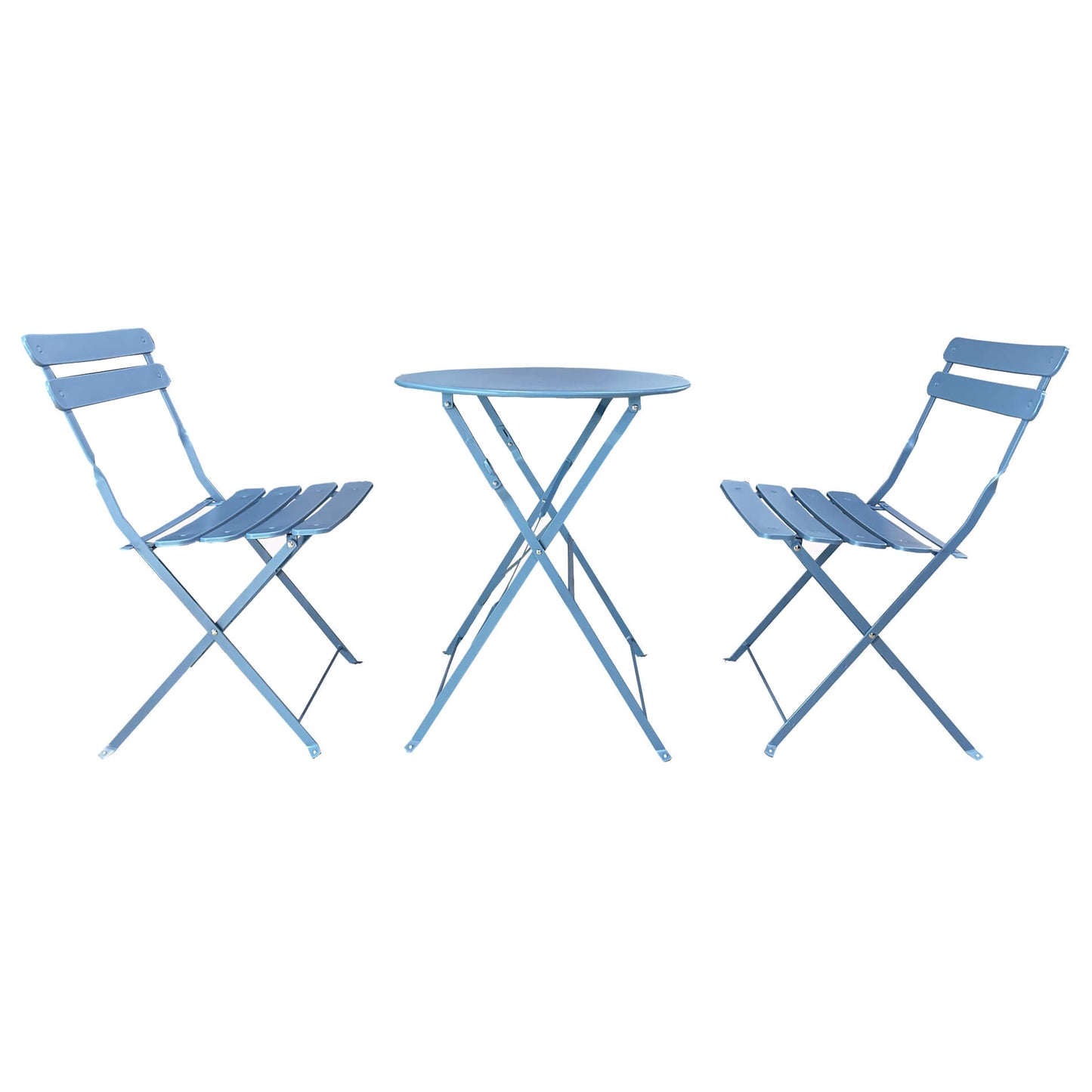 Rebecca Mobile Table And 2 Chairs, Folding Bistro Set, Red Blue Green White Black, Steel, Space-Saving, Suitable for Garden Balcony - Measures Hxlxp: 71 X 60 X 60 Cm
