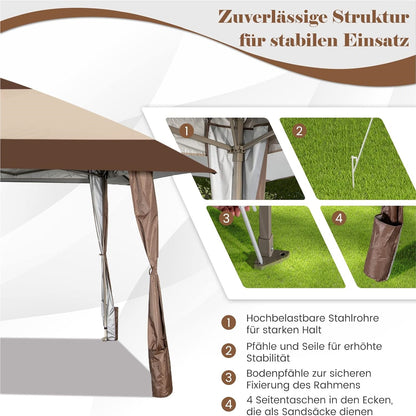 4x4 M Vouwpaviljoen – Partytent – Tuinkamer – Pop-up Tent – Paviljoen Met Wielen – Waterdicht – UV Bescherming 50+