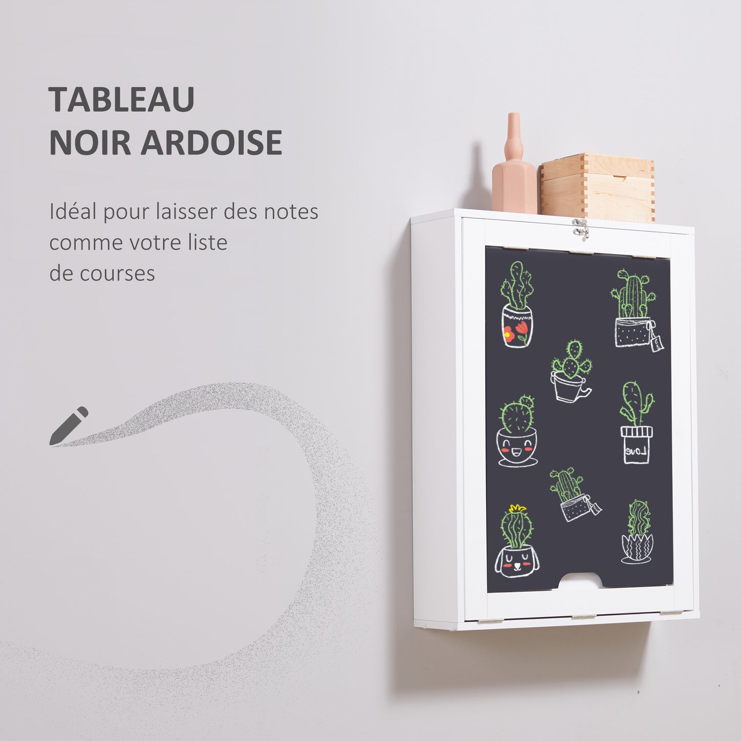 Inklapbare Wandtafel – Vouwtafel – Klaptafel – Muurbureau – Wandbureau – Space Saving Ontwerp – MDF Schoolbord Wit