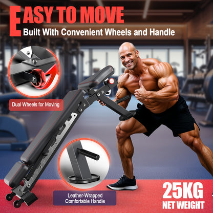 Verstelbare Trainingsbank – Fitnessbank – Krachtbank – Workoutbank – Gewichtbank – 550 kg Draagkracht – 4-in-1 Verstelbare Posities