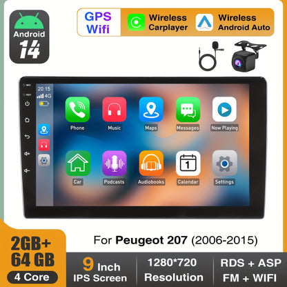 Car Stereo – Autoradio – Multimedia Speler – Navigatiesysteem – Android Headunit – 9 Inch IPS HD Touchscreen – Draadloze CarPlay & Android Auto