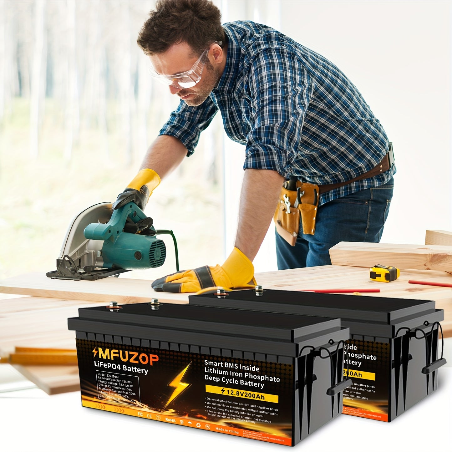 12V LiFePO4 Batterijset – Lithium-ijzerfosfaat Accu – Deep Cycle Accu – RV Batterij – Zonne-energie Batterij – 200Ah Capaciteit – 200A BMS Beveiliging
