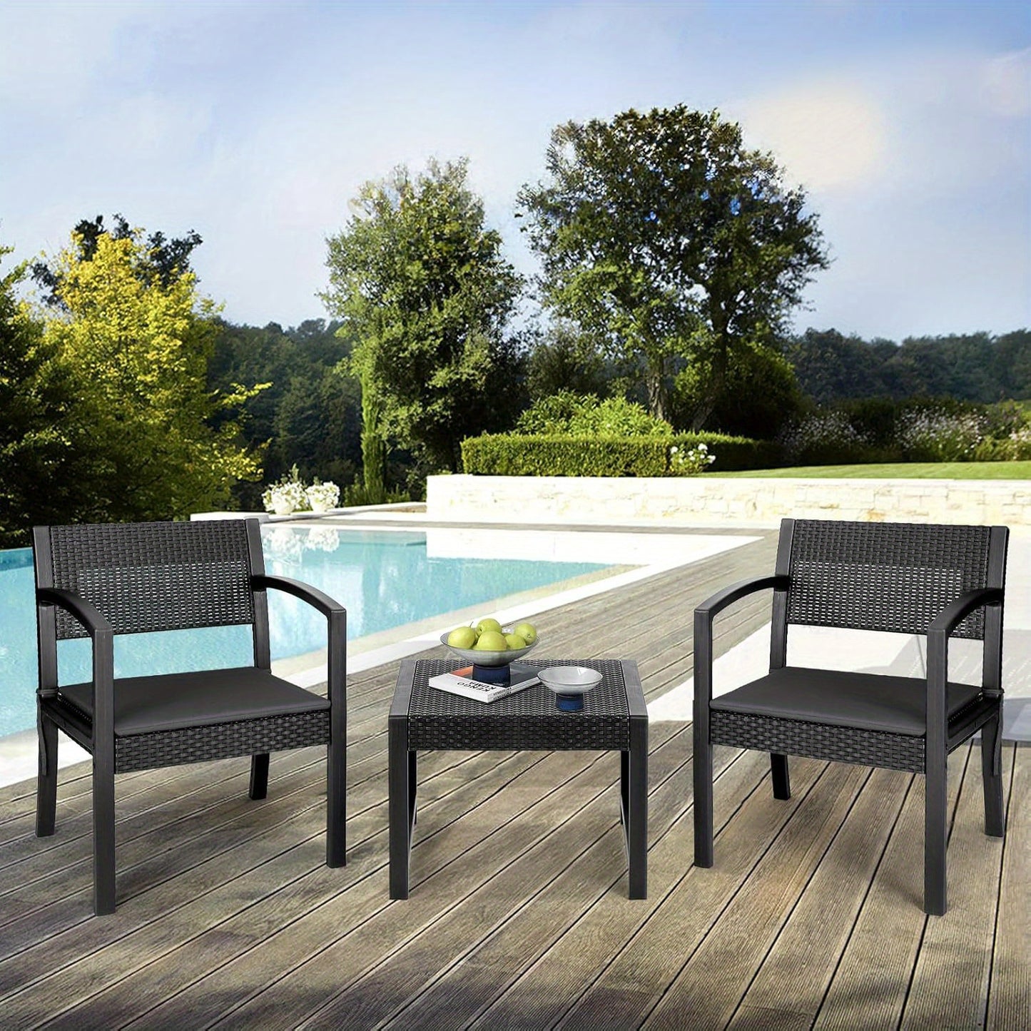 Balkonset – Tuinmeubelset – Bistroset – Loungeset – Balkonmeubels – Polyrattan – Weerbestendig – Inclusief Zitkussens