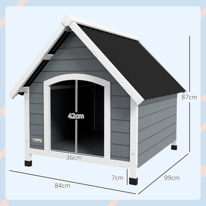 Hondenhok – Hondenhuis – Hondenkennel – Hondenbench – Buitenhok – Waterdicht Golfdak – Verstelbare Poten & Verwijderbare Bodem