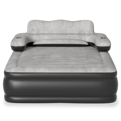 Outdoor Inflatable Bed Air Mattress Single/Double with Backrest Portable Soft Mattress 190 × 100 × 42cm/ 195 × 145 × 42cm Office Rest Bed Camping Bed