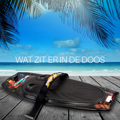 Kneeboard – Watersportboard – Knieplank – Waterboard – Surfboard – Zwart/rood – Lichtgewicht & Duurzaam PVC – Verstelbare Veiligheidsriem