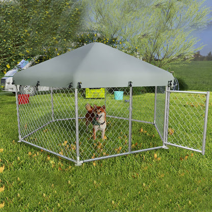 Hondenren – Hondenkooi – Hondenbenche – Buitenren – Speelren – Gegalvaniseerd Staal – Ruime Afmetingen 210x185x150 cm