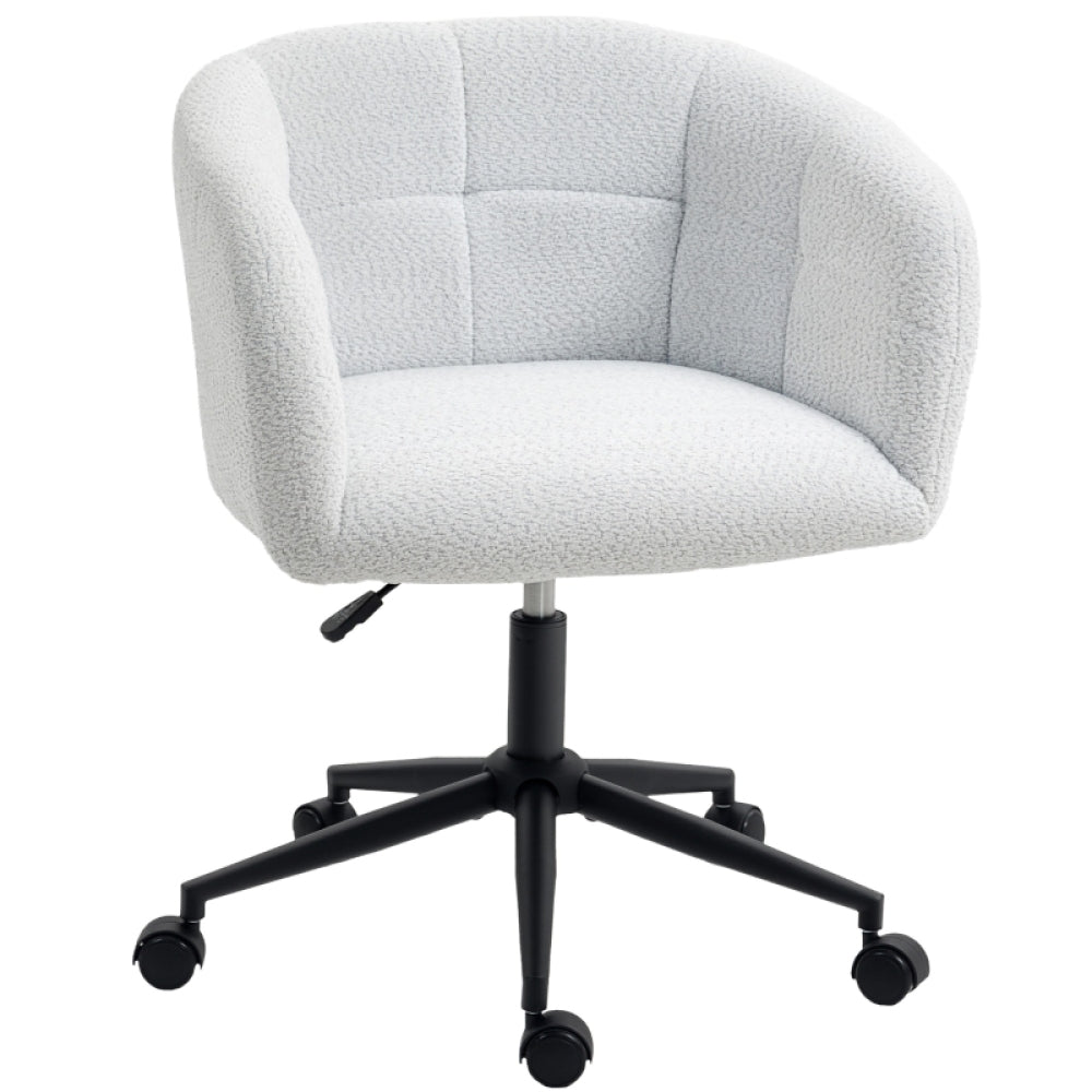 Bureaustoel – Kantoorstoel – Office Chair – Werkstoel – Draaistoel – Verstelbare Hoogte – 360° Draaibaar – Met Metalen Frame – Stoffen Bekleding – Handmatige Kantelfunctie – Vijf Wielen – Crème/Zwart