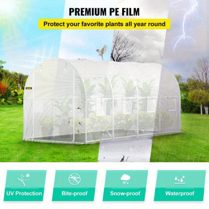 Draagbare Kas – Tuinkas – Serre – Plantenkas – Groentekas – Stalen Frame – 4,57x19,81 Meter – Ritsdeuren Met Oprolbare Ramen