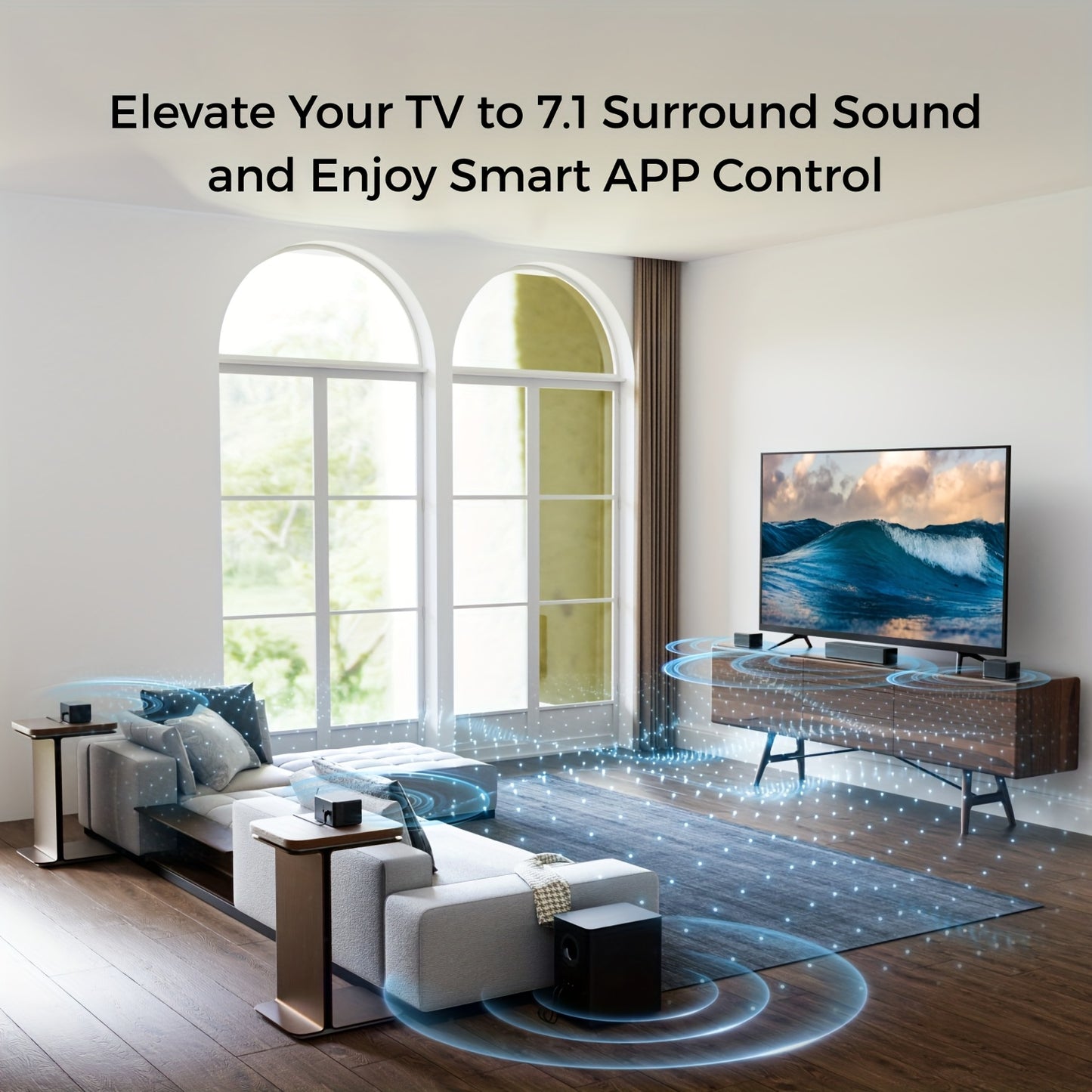 Home Cinema Set – Surround Sound Systeem – Home Theater Geluidssysteem – Speakerset – Draadloze Subwoofer – 7.1 Kanaals Surround – 410W Pieken – App Met 121 EQ-Presets