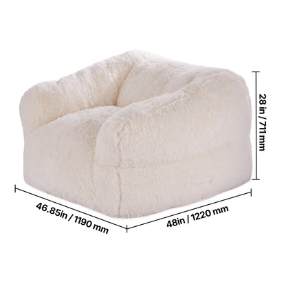 Zitzak – Poef – Fauteuil – Stoel – Zitzak Met Armleuningen – Memory Foam Vulling – Ergonomisch Ontwerp – Beige Polyester
