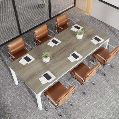 Vergadertafel – Bureautafel – Kantoortafel – Overlegtabel – Seminartafel – Licht Eiken – Metalen Frame – 198,12 cm – Krasbestendig