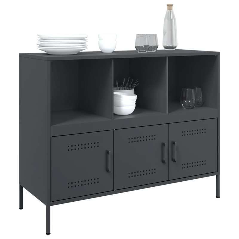 Anthracite-Colored Steel Sideboard Measuring 100.5X39X79 Cm, Practical And Detachable.