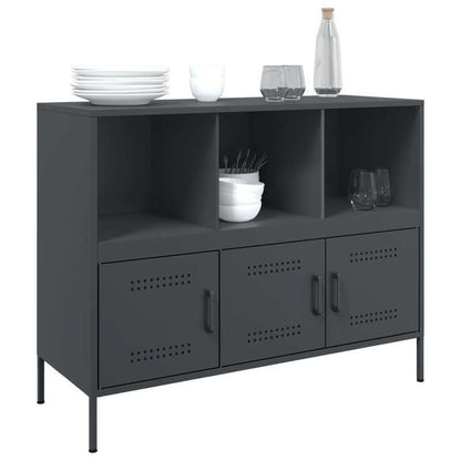 Anthracite-Colored Steel Sideboard Measuring 100.5X39X79 Cm, Practical And Detachable.