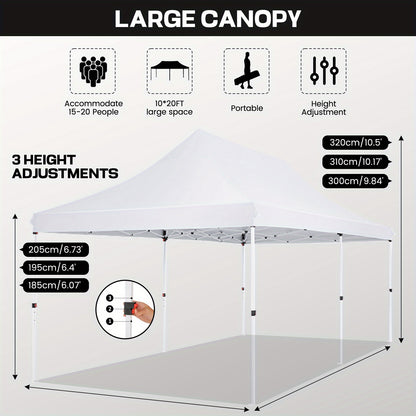 Buitenluifel – Partytent – Pop-up Tent – Tunneltent – Zonnescherm – 3x6 Meter – 4 Afneembare Zijwanden – Verstelbare Hoogtes