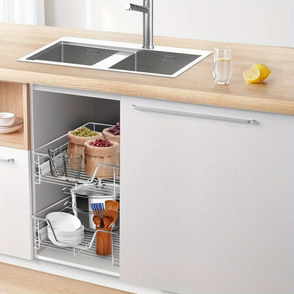 Ladeverdelersysteem – Lade Organizer – Uittrekbare Lade – Kast Organizer – Opbergmand – Verstelbare Hoogte 39/49 cm – Stevig Metaal Met Wit Coating