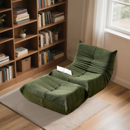 Relaxation Armchair Sofas with Removable Backrest And Seat Cushions, Lazy Sofa Indoor Seat Cushions with Comfortable, Extra Thick Padding for Bedroom, Living Room, White, Green.