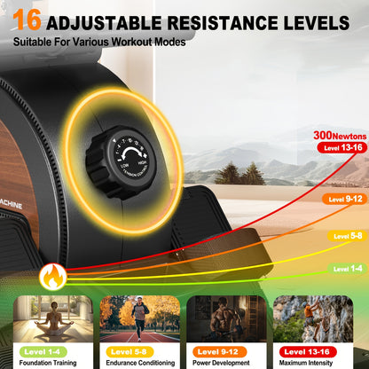 Roeimachine – Roeitrainer – Fitness Roeier – Magnetische Roeiapparaat – Thuisgym Roeimachine – 16 Weerstandsniveaus – Gewichtscapaciteit 150 kg – Draadloze Bediening – Stille Workout – Zwart