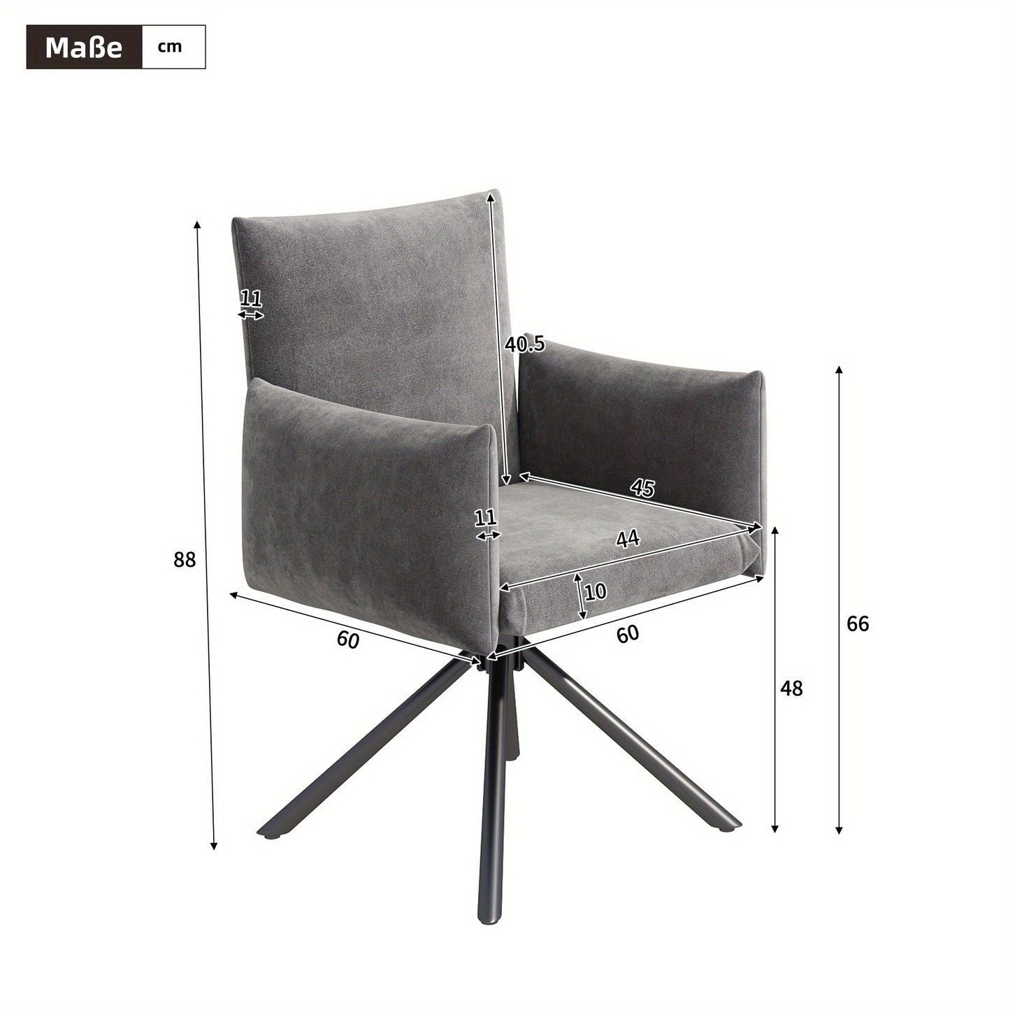 Set of 2 Upholstered Dining Chairs with 4 Metal Feet, 360° Swivel Lounge Chairs with Lumbar Support, Velvet Armchairs for Living Room, Bedroom, Office - Classic Style, No Electricity Needed, Dining Room Furniture, Elegant Di
