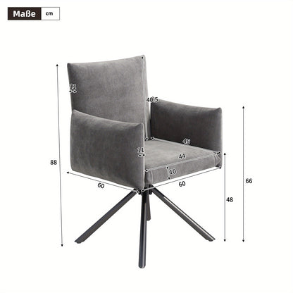 Set of 2 Upholstered Dining Chairs with 4 Metal Feet, 360° Swivel Lounge Chairs with Lumbar Support, Velvet Armchairs for Living Room, Bedroom, Office - Classic Style, No Electricity Needed, Dining Room Furniture, Elegant Di