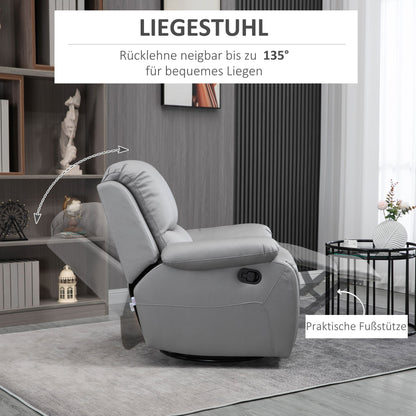 Relaxfauteuil – Relaxstoel – Zitzetel – Tv-stoel – Fauteuil Grijs – Verstelbare Rugleuning – Draaibare Voetensteun