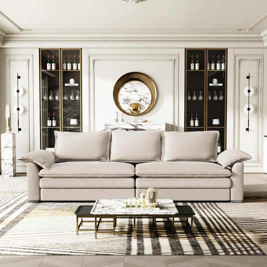 Oversized 3-Seater Loveseat Sofa with Chenille Upholstery & Wood Frame - Modern Couch Suitable for, Cushions & Hidden, Assembly, Color Options (Contemporary)