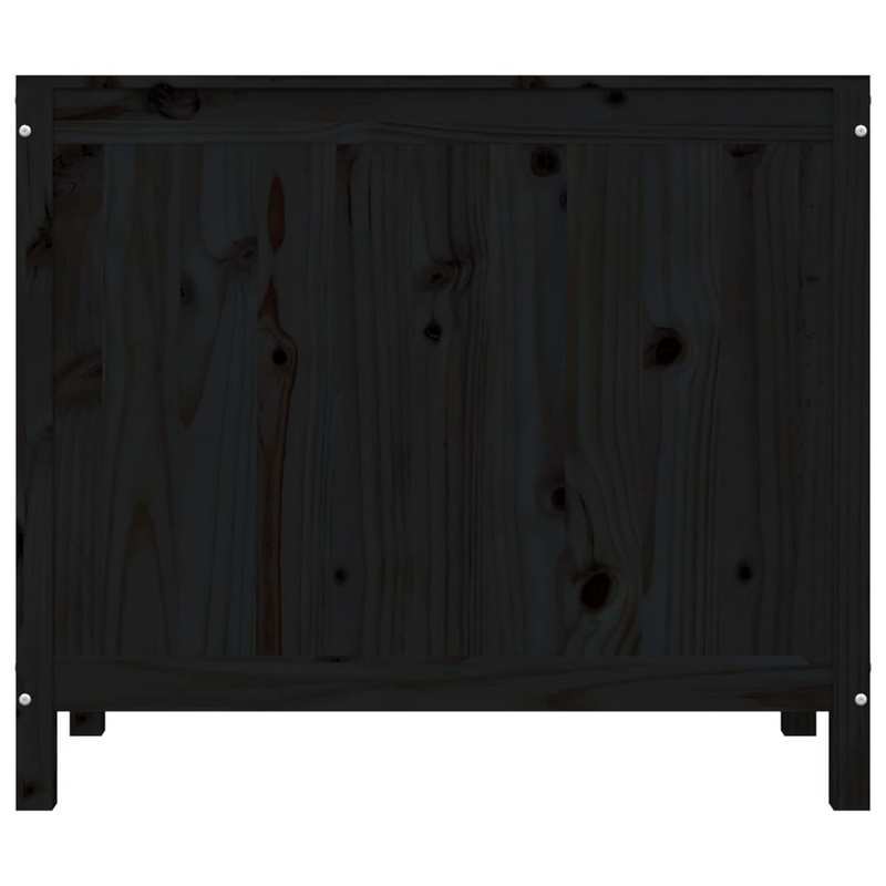 Wasmand – Wasbox – Wassorteerder – Waszak – Opbergmand – Massief Grenenhout – 3 Compartimenten Met Uitschuifbare Laden – Zwart – 88,5x44x76 cm – Klassiek Design