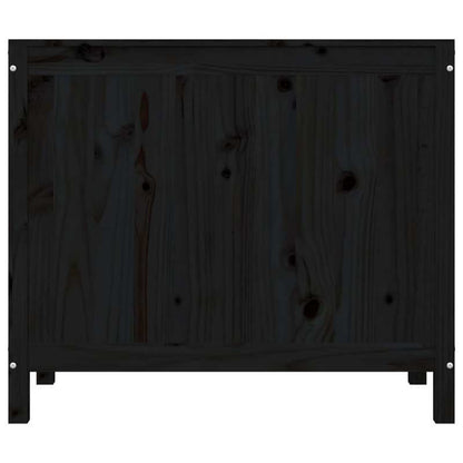 Wasmand – Wasbox – Wassorteerder – Waszak – Opbergmand – Massief Grenenhout – 3 Compartimenten Met Uitschuifbare Laden – Zwart – 88,5x44x76 cm – Klassiek Design