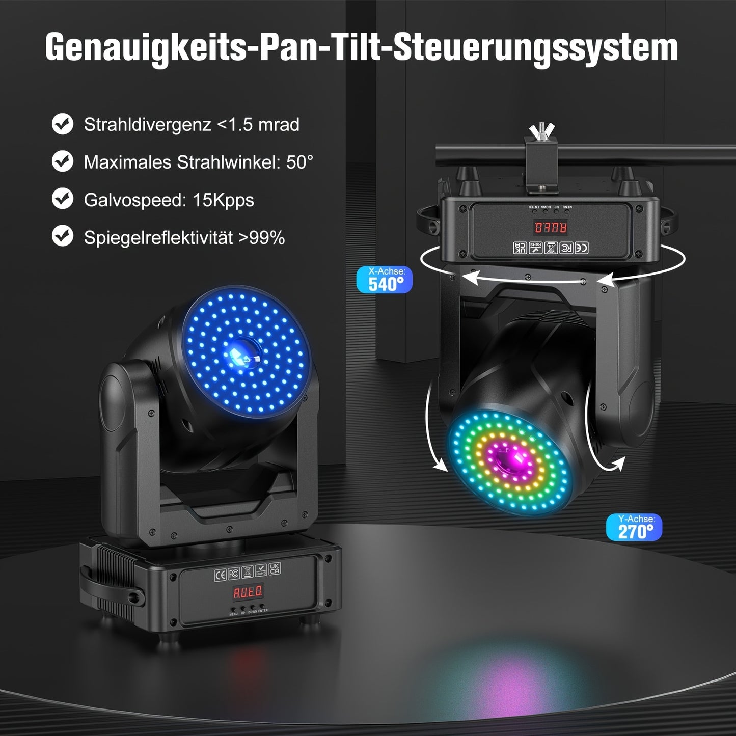 Movinghead Light – DJ Licht – Podiumverlichting – Discolamp – RGB LED – 2W Krachtige LED – 3D RGB Animatie