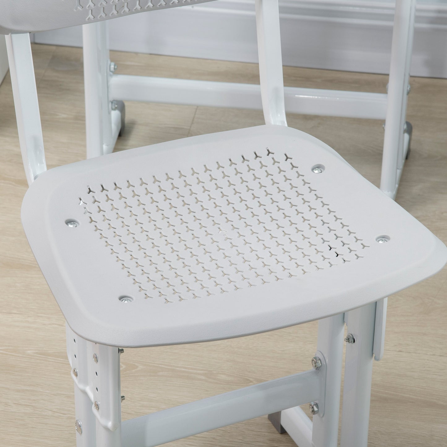 Kinderbureau – Kindertafel – Kindermeubel – Studiebureau – Bureau met Stoel – Verstelbare Hoogte – Met Boekensteun en Opbergruimte – Grijs-Wit – 60x45 cm