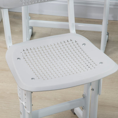 Kinderbureau – Kindertafel – Kindermeubel – Studiebureau – Bureau met Stoel – Verstelbare Hoogte – Met Boekensteun en Opbergruimte – Grijs-Wit – 60x45 cm