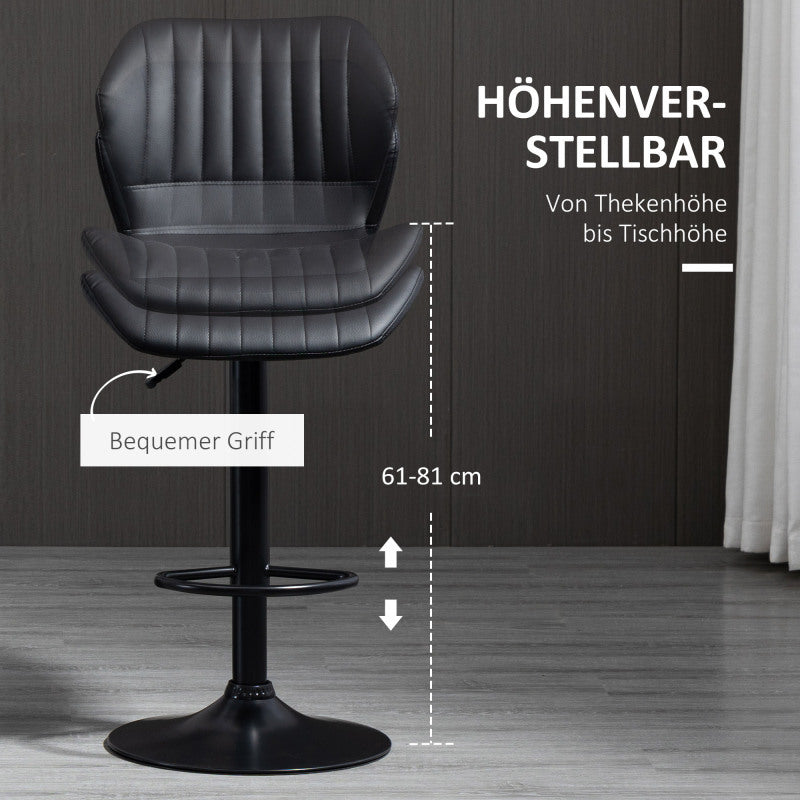 Barstoel – Barkruk – Barstoel Kruk – Keukenstoel – Barstoel Set Van 2 – Verstelbare Zithoogte 61-81 cm – 360° Draaibaar Met Rugleuning
