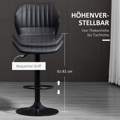 Barstoel – Barkruk – Barstoel Kruk – Keukenstoel – Barstoel Set Van 2 – Verstelbare Zithoogte 61-81 cm – 360° Draaibaar Met Rugleuning