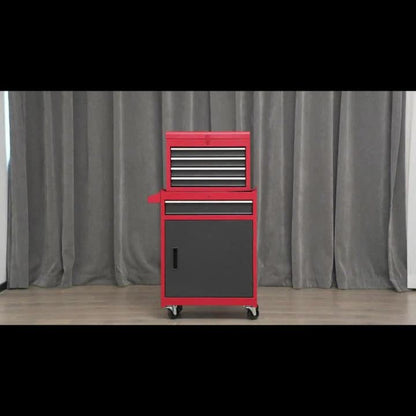 Werkplaatswagen – Gereedschapswagen – Gereedschapskast – Werkbank – Toolcart – 2-in-1 Afneembaar Ontwerp – 100 Kg Draagvermogen – Blauw – Verstelbare Plank – Vergrendelbaar