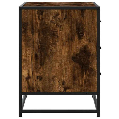 Easy Assembly Modern Dresser - Smoked Oak Finish, Sturdy Construction with Three Drawers, Compact Storage Cabinet for Living Room, Bedroom, Home Office - Engineered Wood Furniture (70x41x56cm), Wood Dresser for Bedroom, Minim