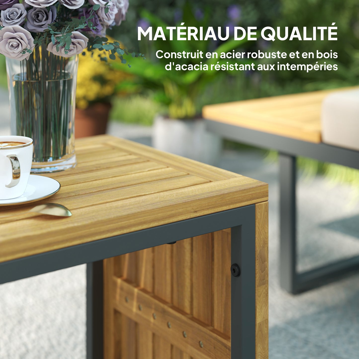 Loungeset – Tuinmeubelen – Buitenmeubilair – Hoekbank – Loungesofa – Acaciahout – 6-Delige Set – Verstelbare Rugleuningen – Grijze Kussens