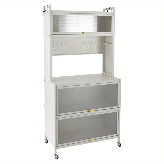 Keukenrek – Opbergrek – Keukenkast – Keukenwagen – Opbergrek – 5 Lagen Metalen Rek – Draagvermogen 200 kg – Wieltjes Met Remmen
