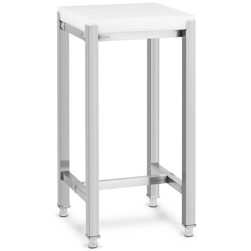Butcher's Cutting Block with Polyethylene Surface on Steel Base, 40 x 40 x 80 cm