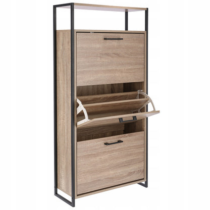 Schoenenkast – Schoenenrek – Schoenenopberger – Schoenenkastje – Schoenenelement – Loft-Design Sonoma Eiken – Ruime 3 Compartimenten