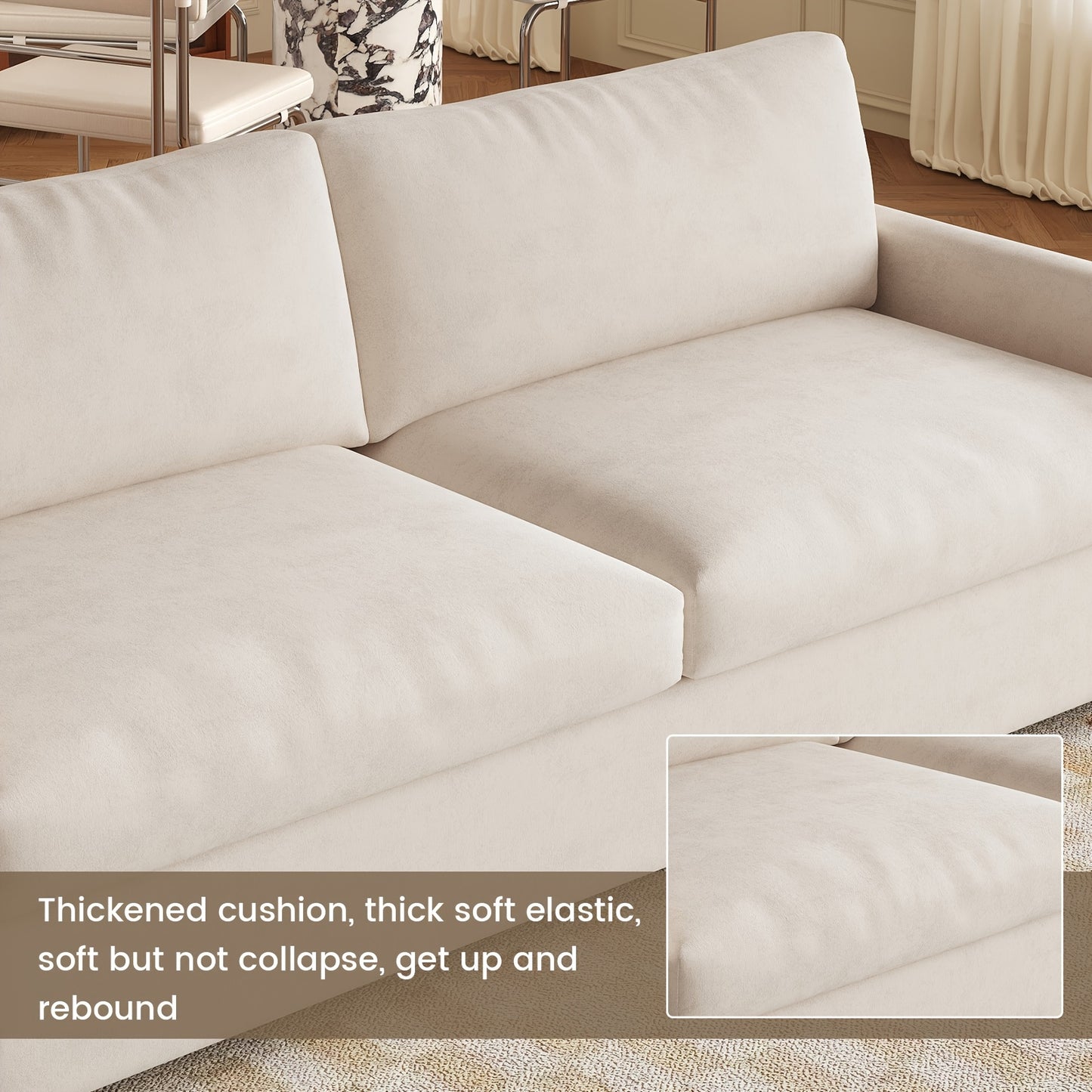 Bank – Tweezitsbank – Sofa – Loveseat – Zithoek – Beige Kleur – Oversized Comfortabele Zitting – Eenvoudige Montage
