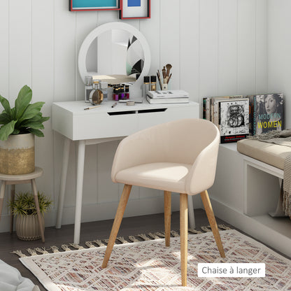 Eetkamerstoel – Kuipstoel – Stoel – Designstoel – Meubel – Set van 2 Beige Scandinavische Eetkamerstoelen – Ergonomisch Comfort – Rubberhouten Taps Toelopende Poten