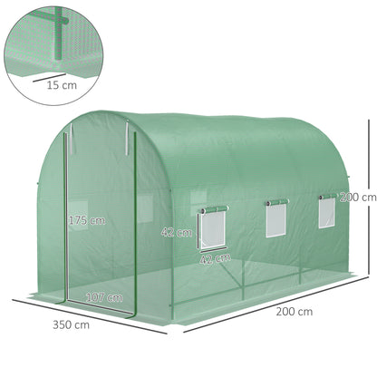 Kweekkas – Tuinkas – Broeikas – Tunnelkas – Moestuin Kas – 350x200x200 cm – Waterafstotende Folie – Mesh Ventilatieraam