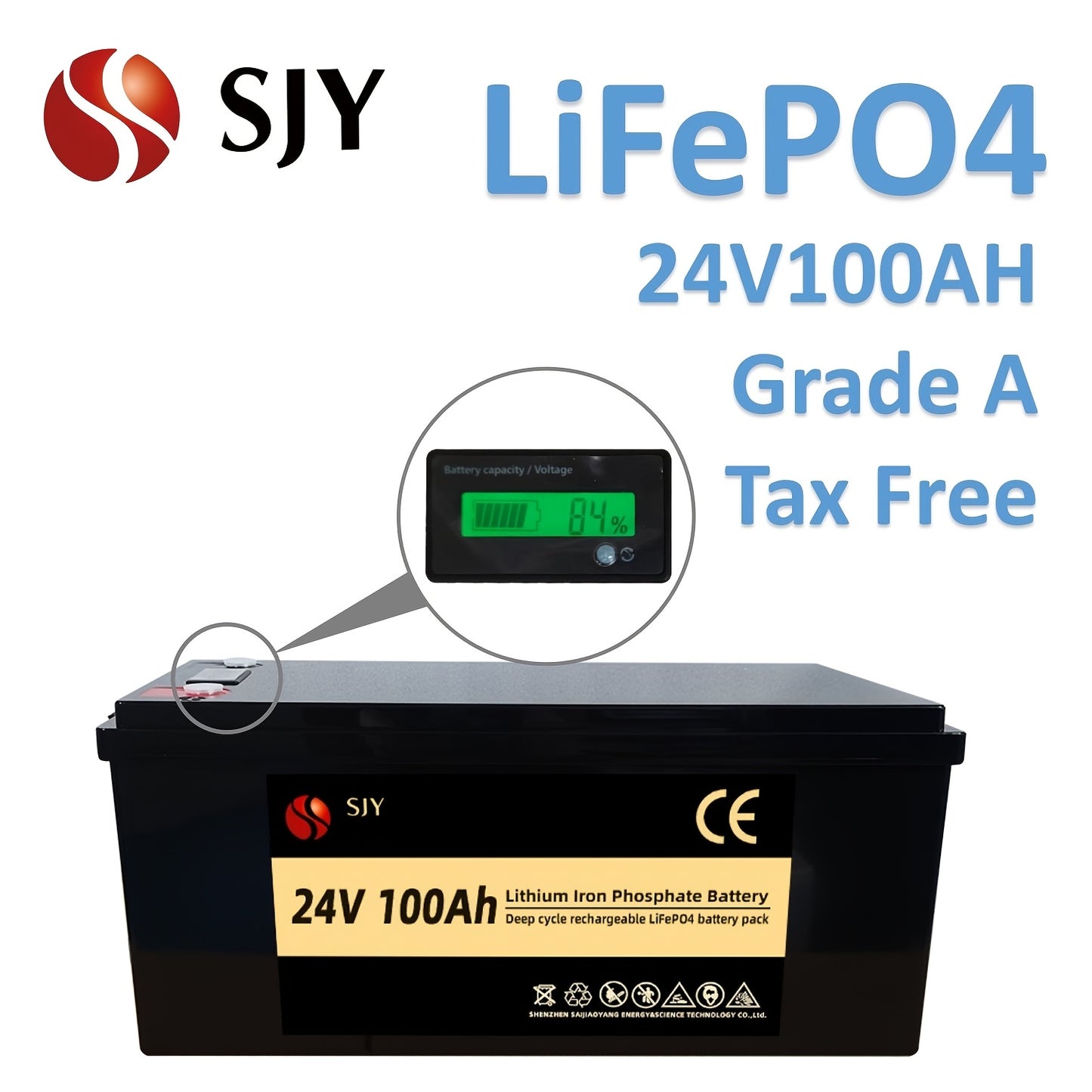 LiFePO4 Battery 24V100Ah Lithium Iron Phosphate Batteries Build In 100A BMS For Solar Boat Marine