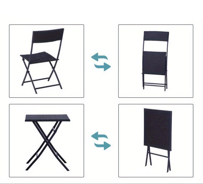Bistro Set – Tuinset – Balkonset – Terrasmeubilair – Zwart Poly Rotan – Compact Voor 2 Personen – Weerbestendig & Onderhoudsvriendelijk