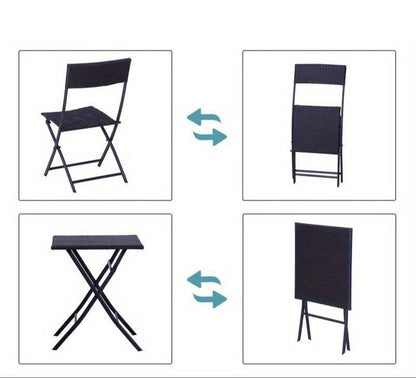 Bistro Set – Tuinset – Balkonset – Terrasmeubilair – Zwart Poly Rotan – Compact Voor 2 Personen – Weerbestendig & Onderhoudsvriendelijk
