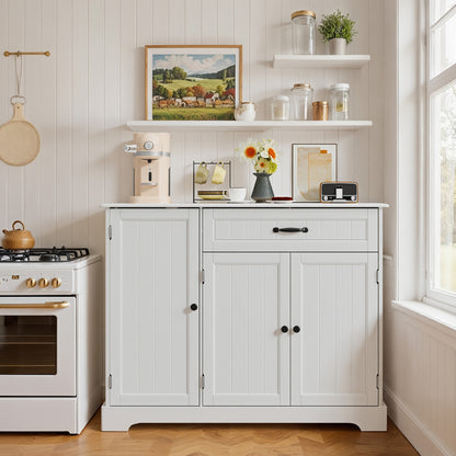 Dressoir – Opbergkast – Ladekast – Buffetkast – Commode – Modern Design – Duurzaam Hardhout – 68,5 cm Hoog – Vrijstaand – 3 Deuren & 1 Lade – Grote Opbergruimte 3,2 m³