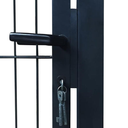 Stalen Poort – Tuinpoort – Terraspoort – Buitenpoort – Beveiligingshek – Weerbestendig Ontwerp – 104x244 cm – Vergrendelbaar Slot